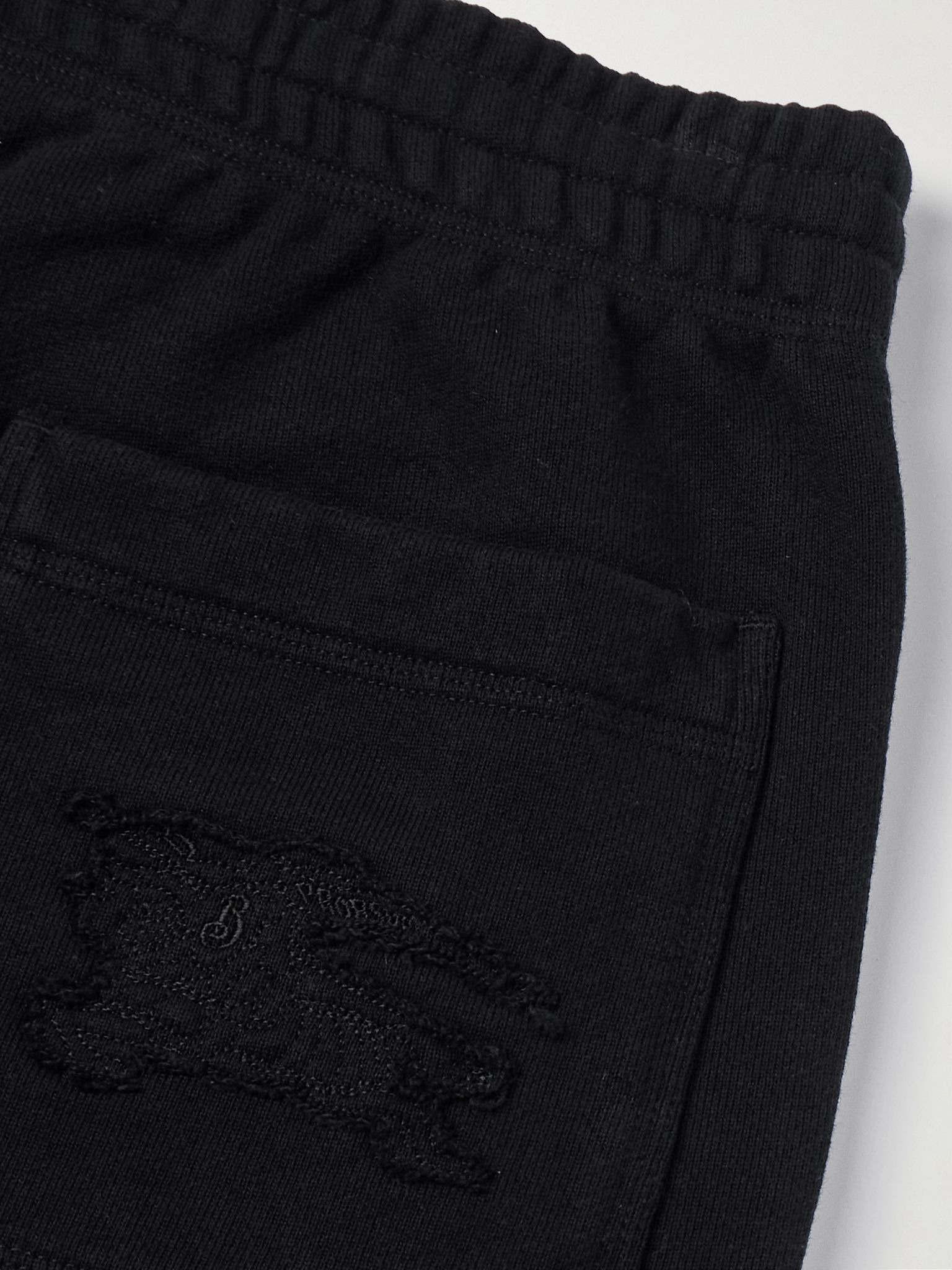 Tapered Logo-Appliquéd Cotton-Jersey Sweatpants Black - 5