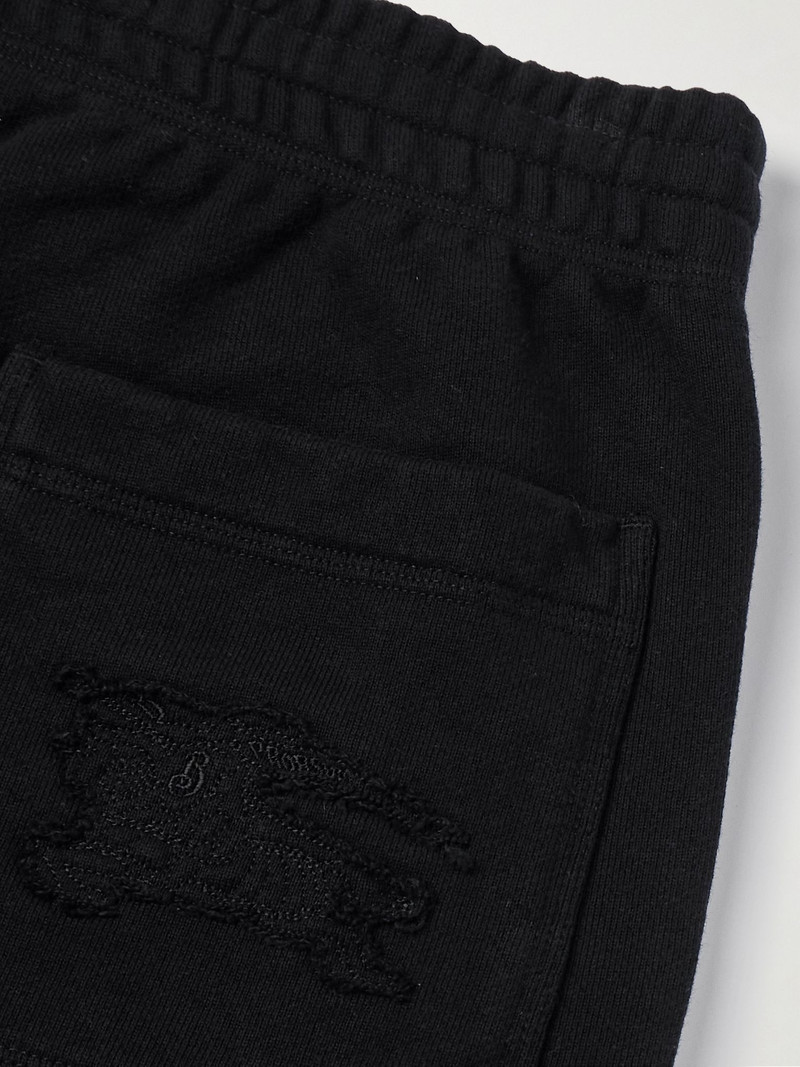 Tapered Logo-Appliquéd Cotton-Jersey Sweatpants Black 5