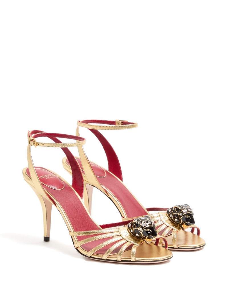 Valentino 85mm Panthea feline-head strap sandals outlook