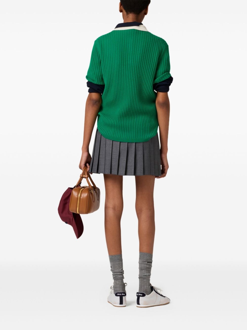 ribbed cashmere polo top - 3