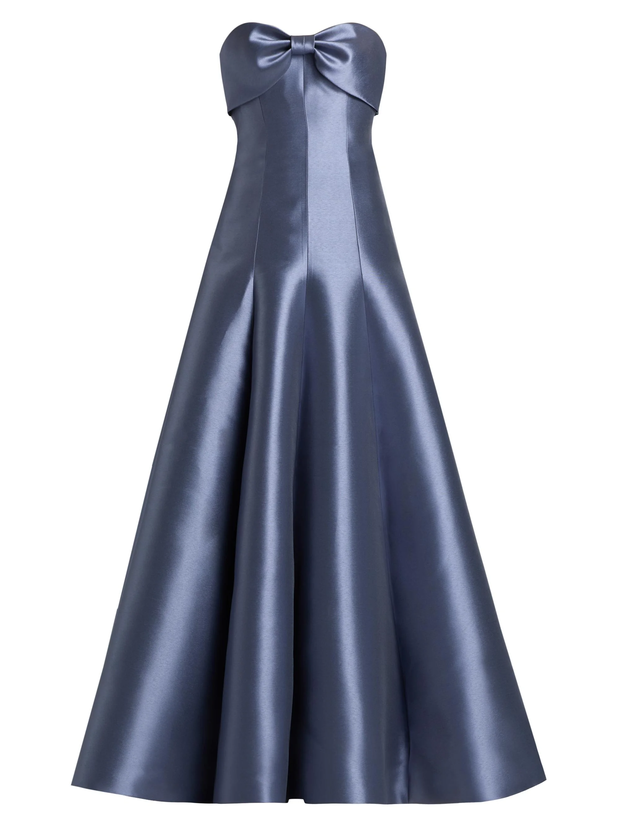 Women's Satin Strapless Gown - Slate - 1