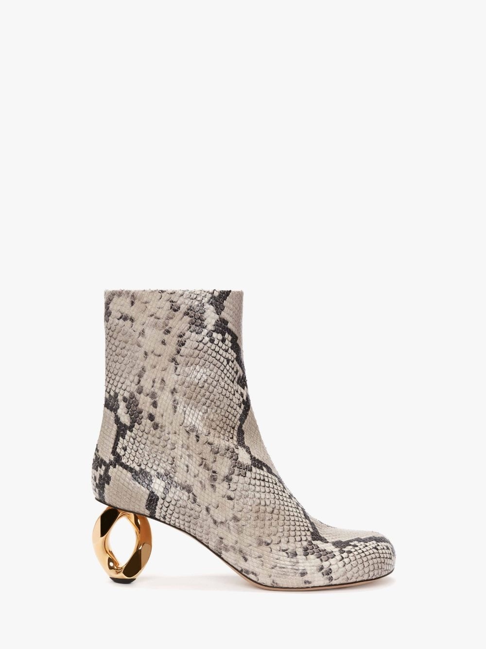 CHAIN HEEL LEATHER ANKLE BOOTS - 1
