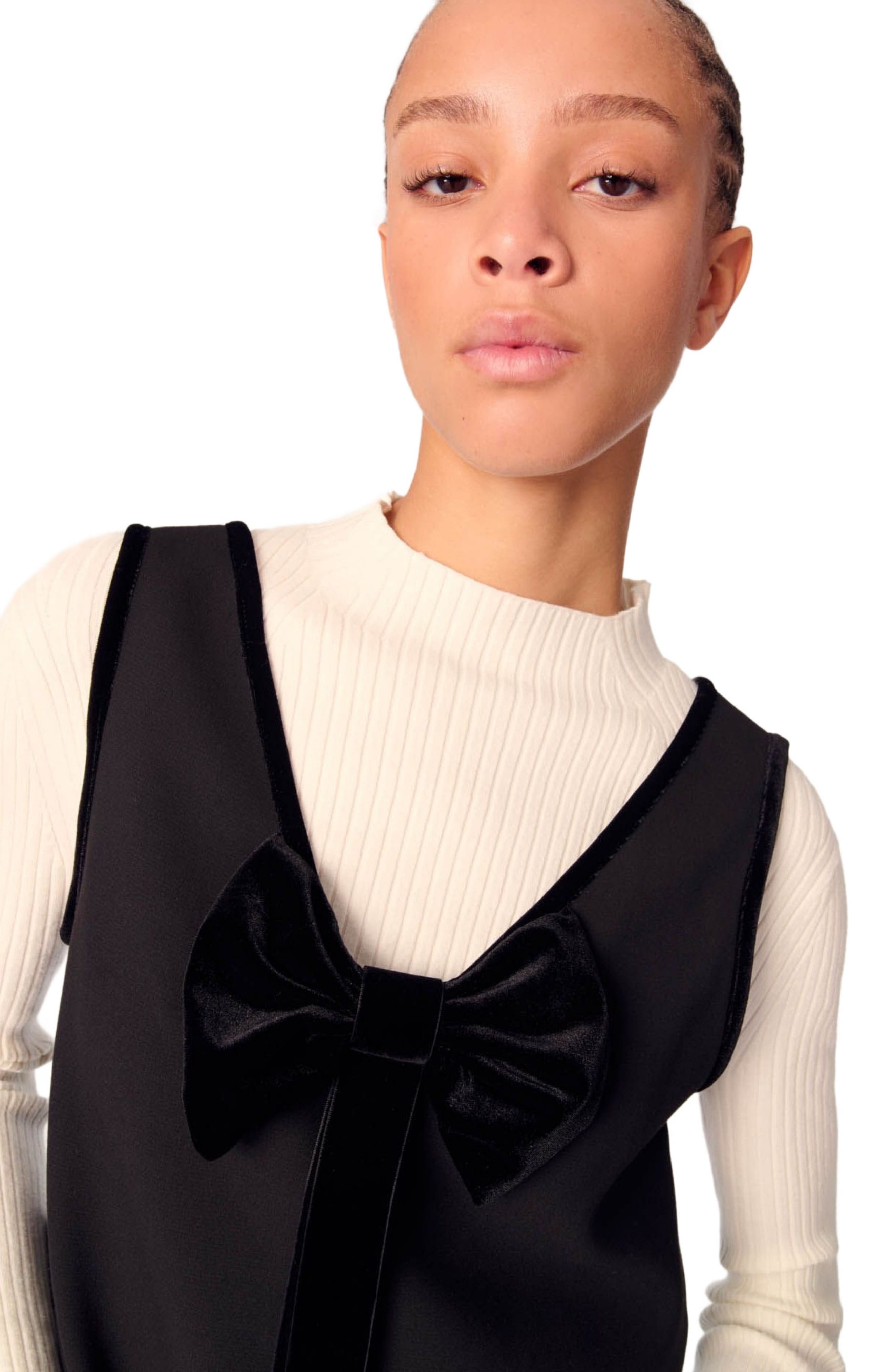 maje Pinafore dress with velvet collar in Black at Nordstrom - 7