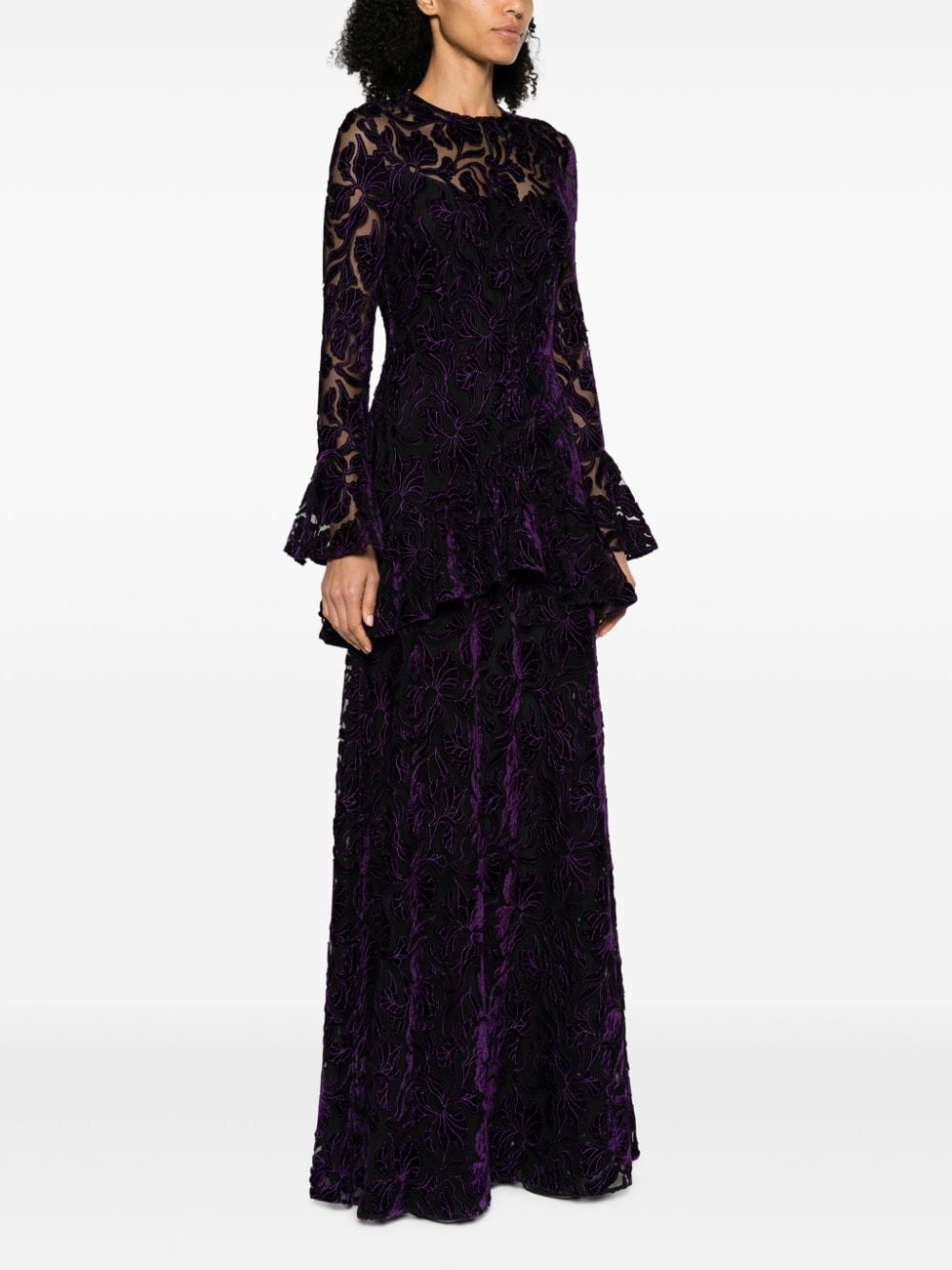 lace-detailing semi-sheer dress - 3