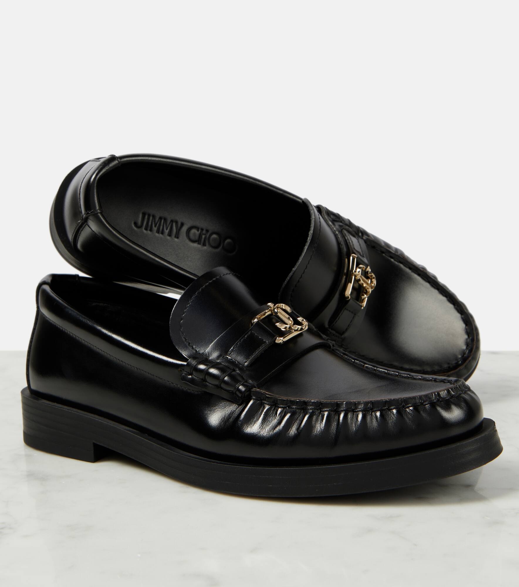 Addie logo leather loafers - 6