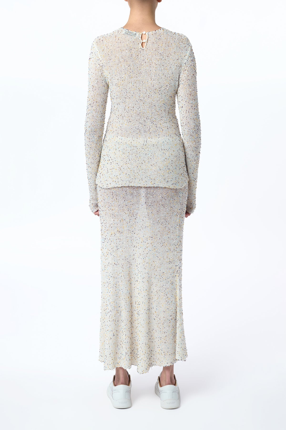 Sabine Knit Maxi Skirt in Ivory Multi Beaded Cashmere - 5