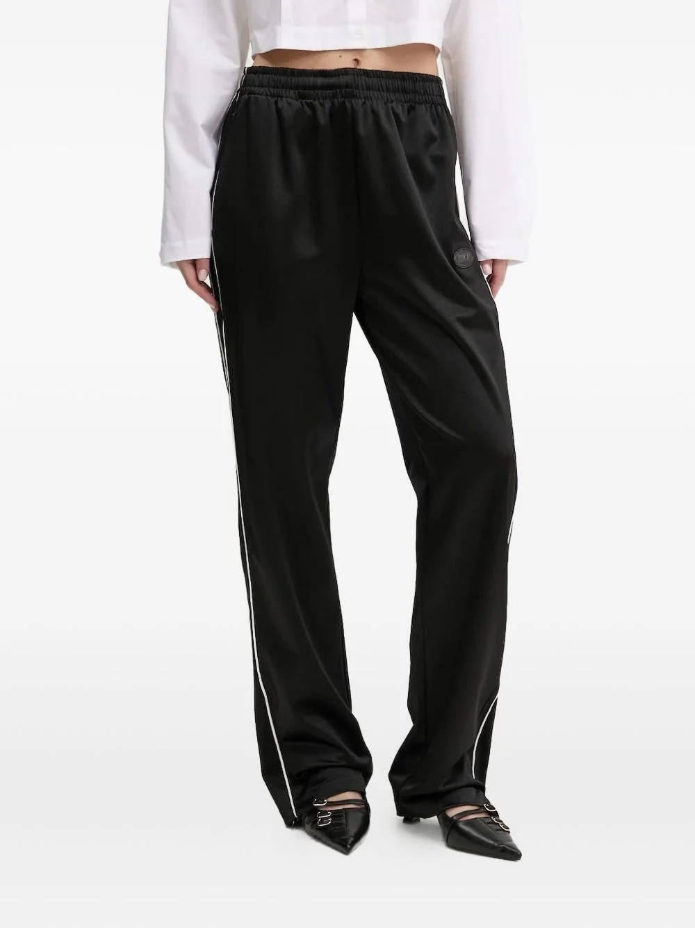 side-stripe satin trousers - 1