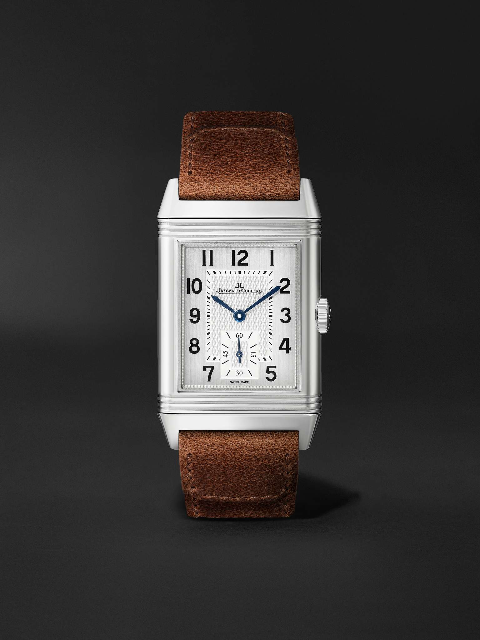 Reverso Classic Large Small Seconds Los Angeles Hand-Wound 45.6mm Stainless Steel and Leather Watch, - 10