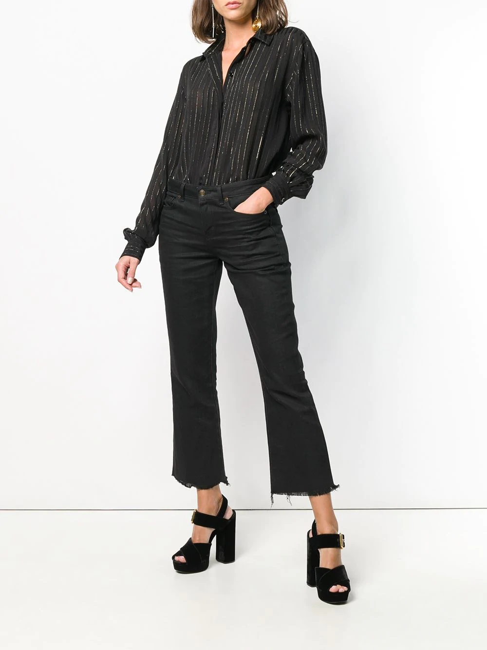 lurex stripe sheer shirt - 2