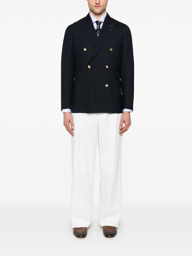LARDINI brooch-detail blazer outlook