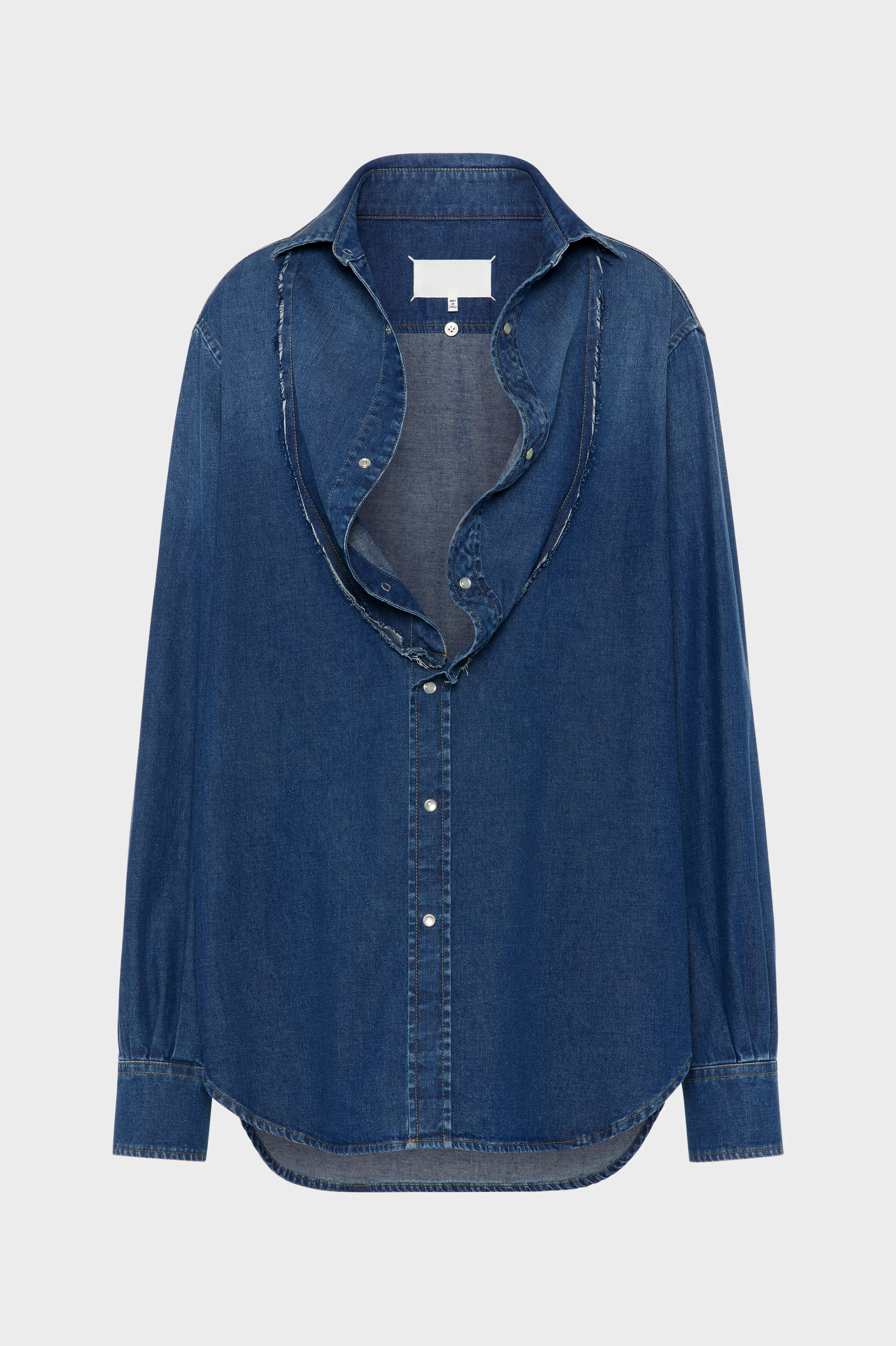 Folded Collar Denim Shirt - 1
