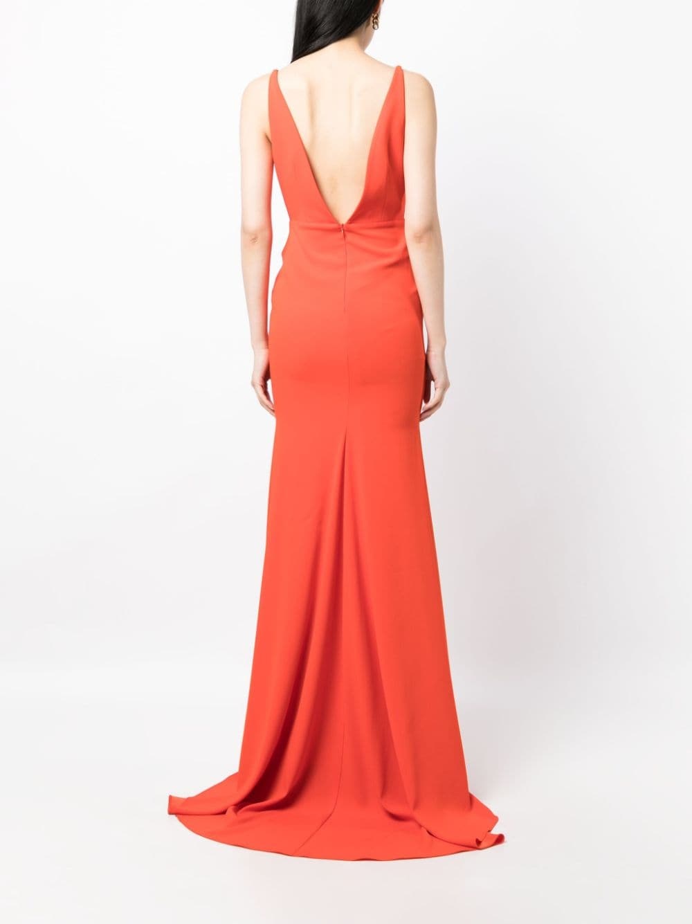 plunge-neck fishtail gown - 4