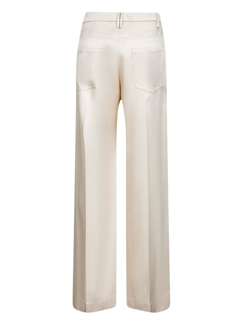 Brunello Cucinelli pressed-crease satin trousers outlook