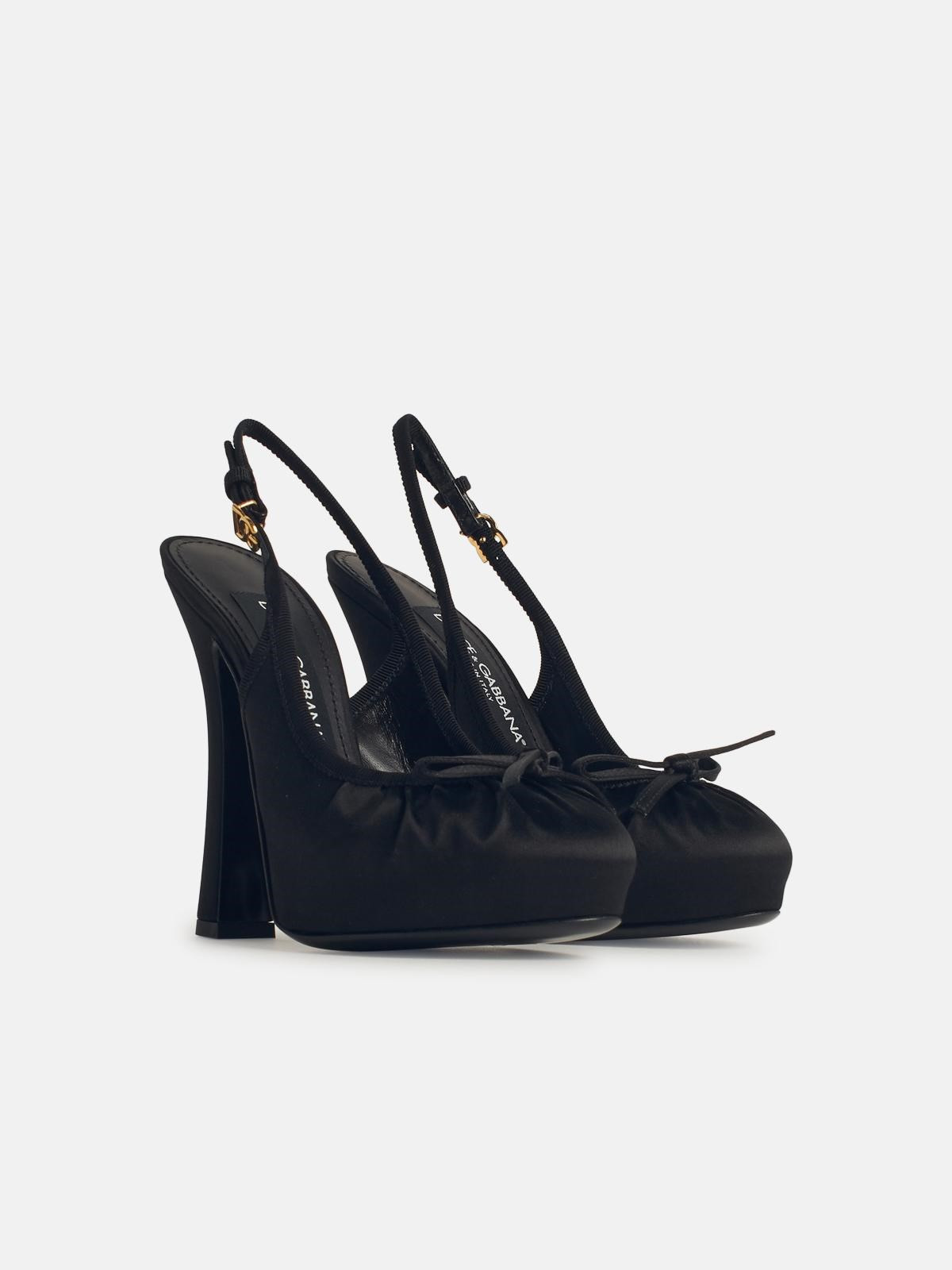 BLACK SATIN SANDALS - 2