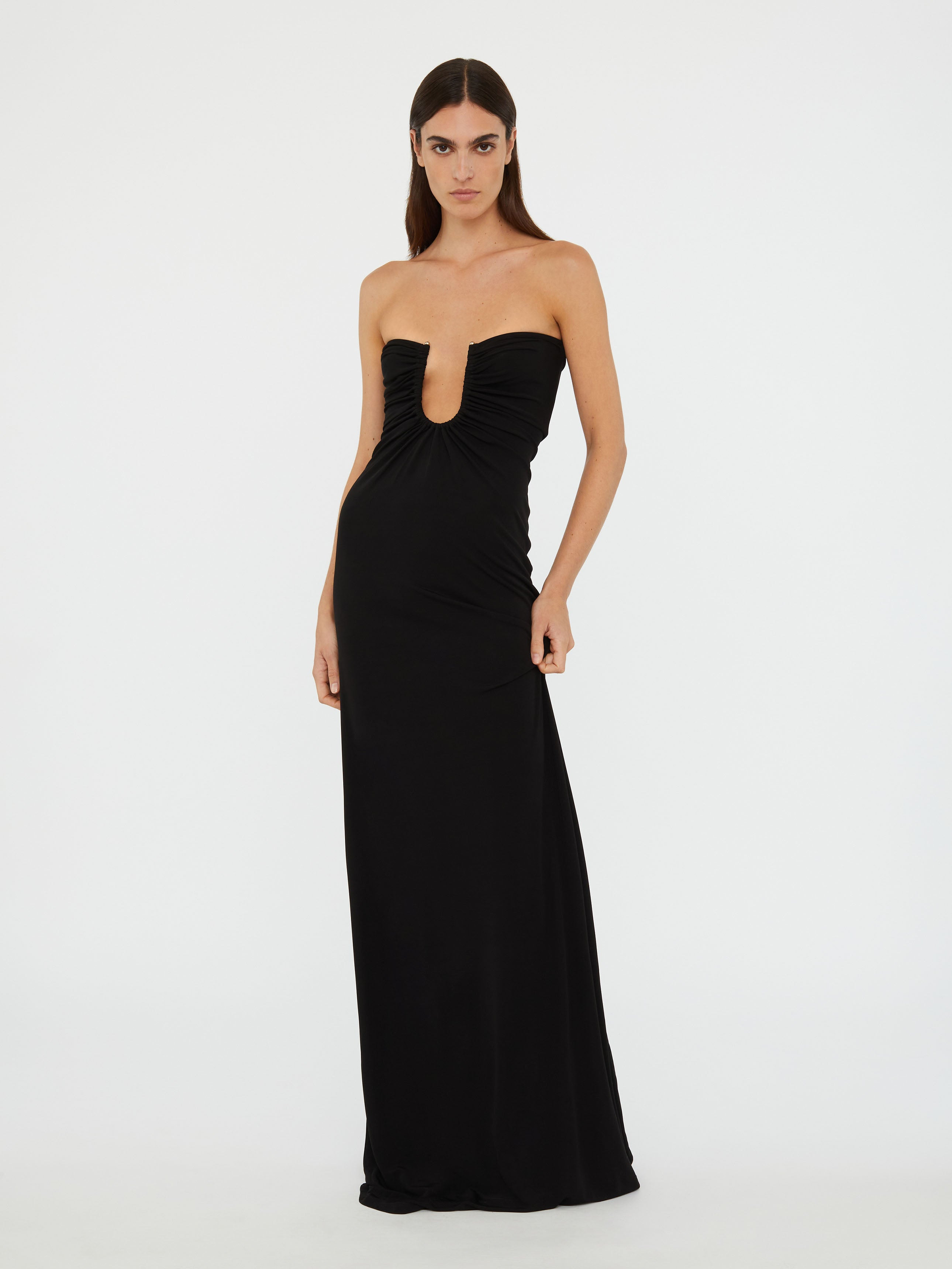 Arced Palm Strapless Dress - 3