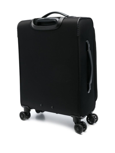 Moschino logo-patch four-wheel suitcase outlook