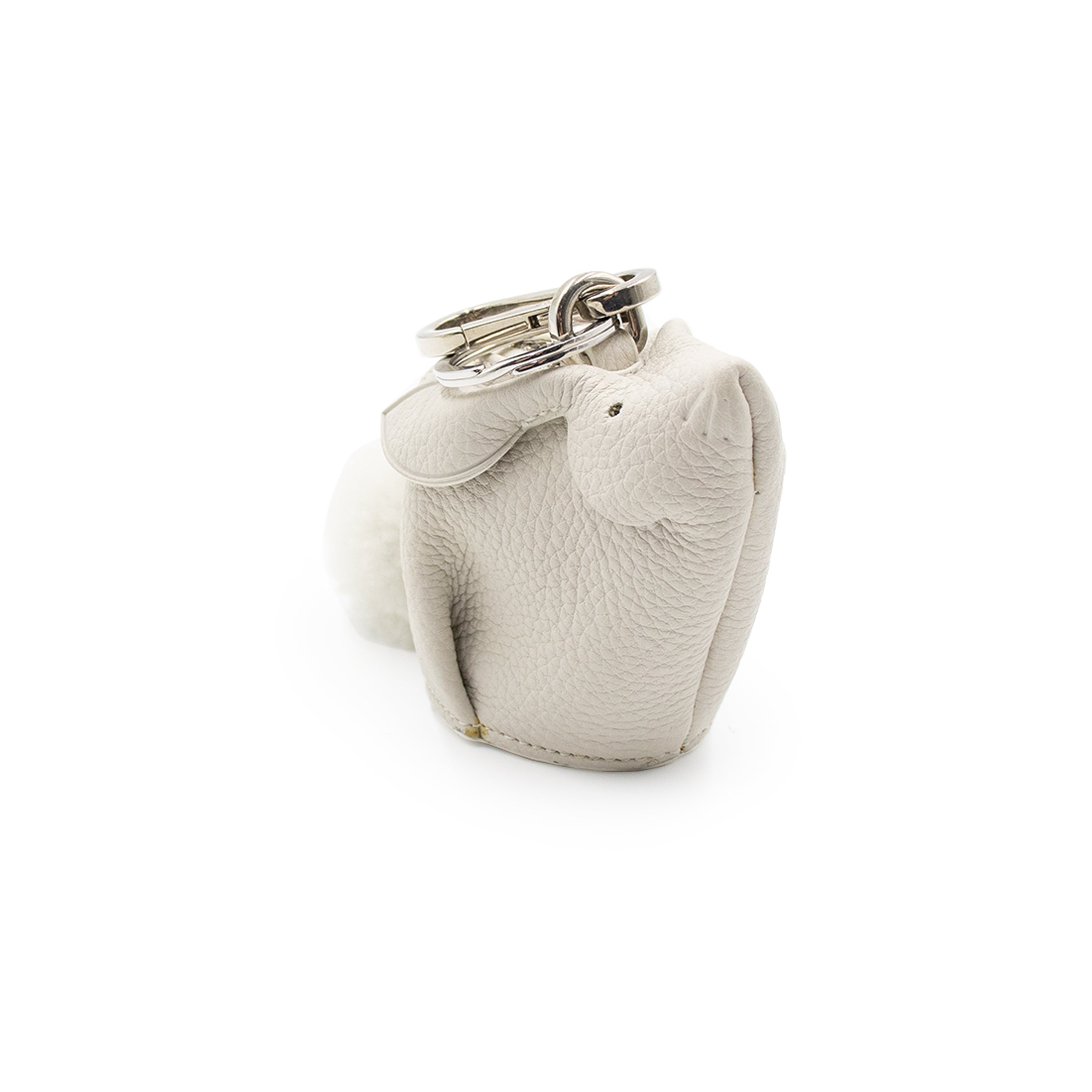 Bunny Charm in Soft Grained Calfskin in White - 3