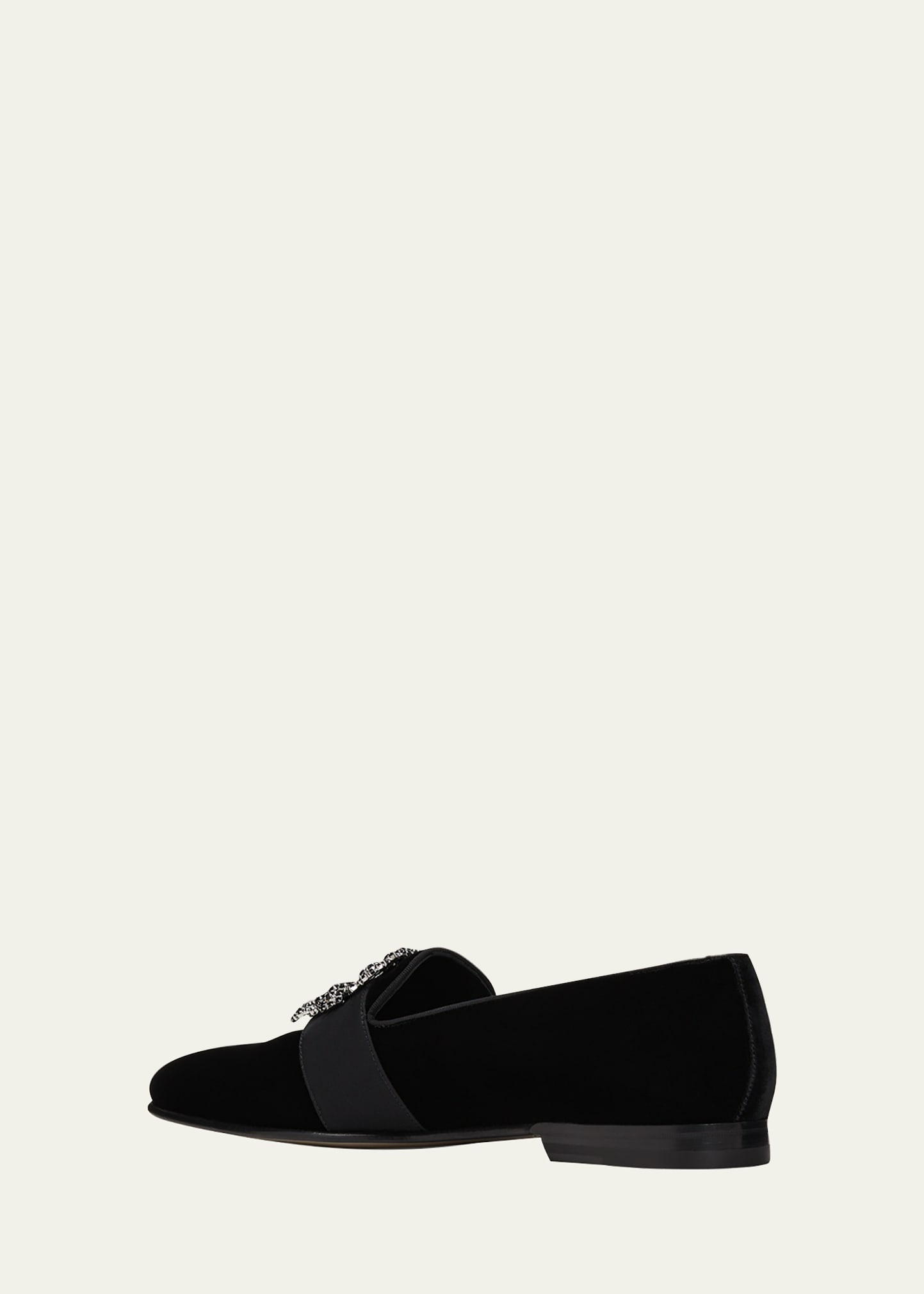 Men's Carlton Square Crystal Buckle Velvet Loafers - 4