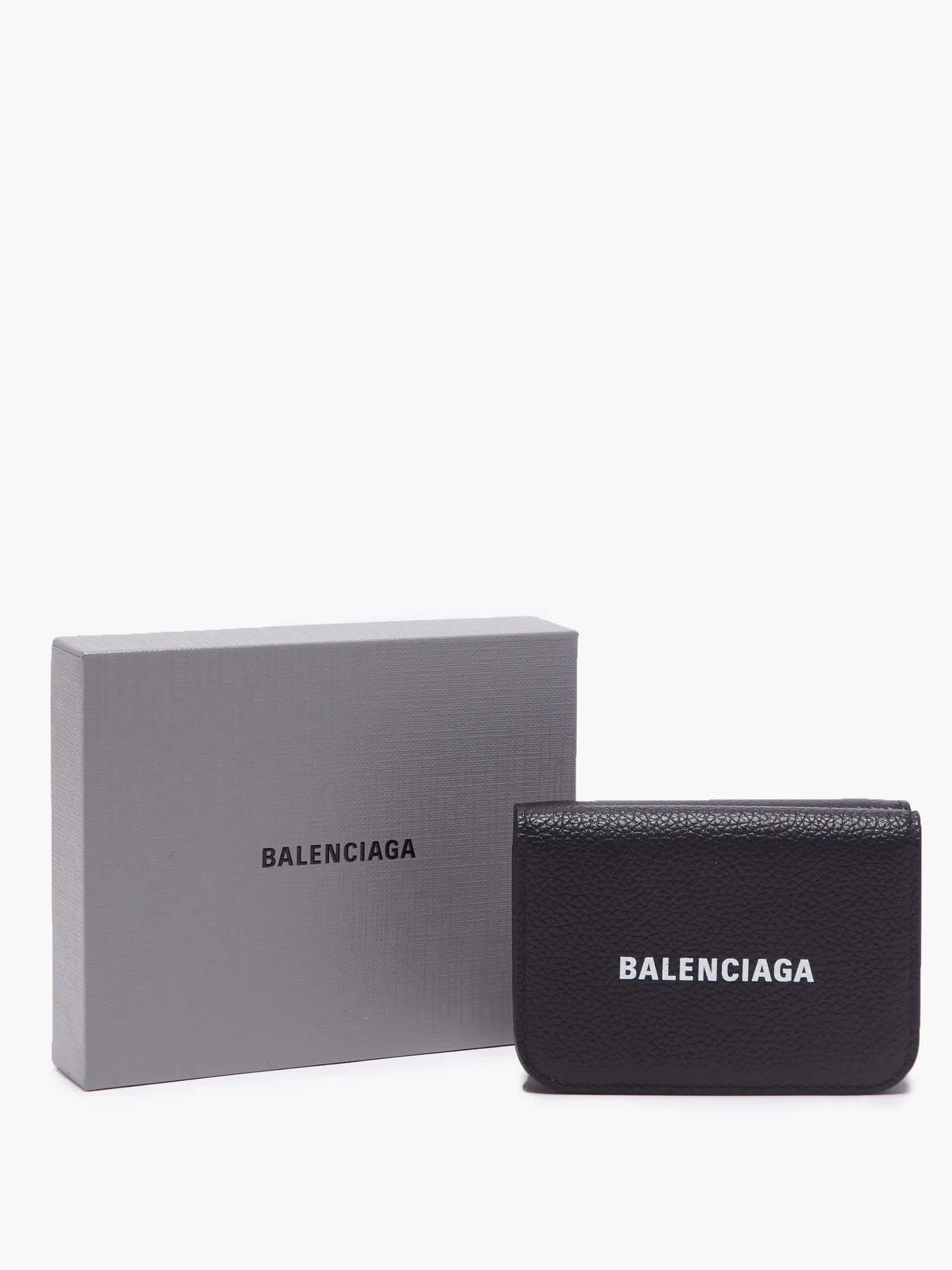 Logo-print mini grained-leather wallet - 5