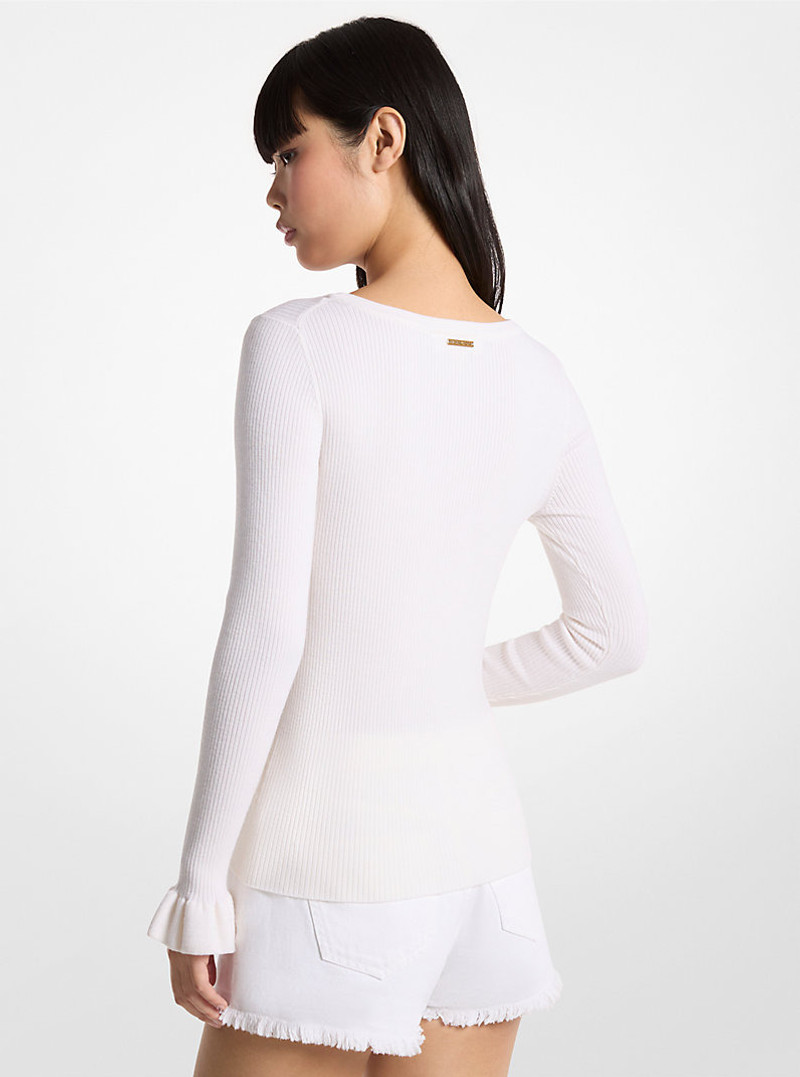 MICHAEL KORS Ribbed Wool Blend V-Neck Sweater outlook