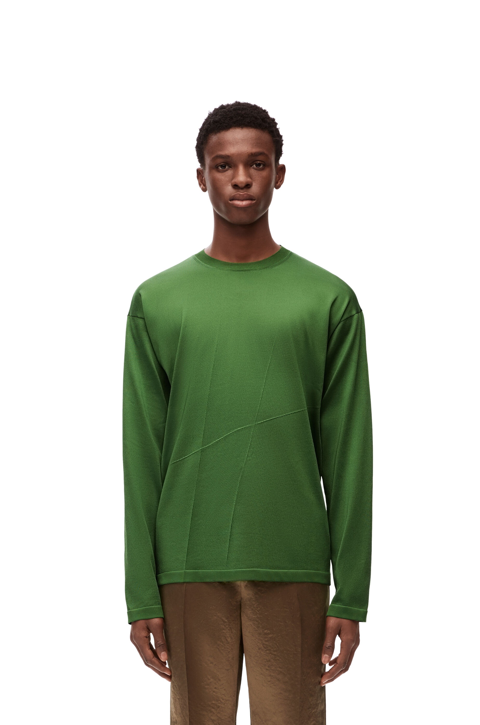Pleated long sleeve T-shirt in silk - 3