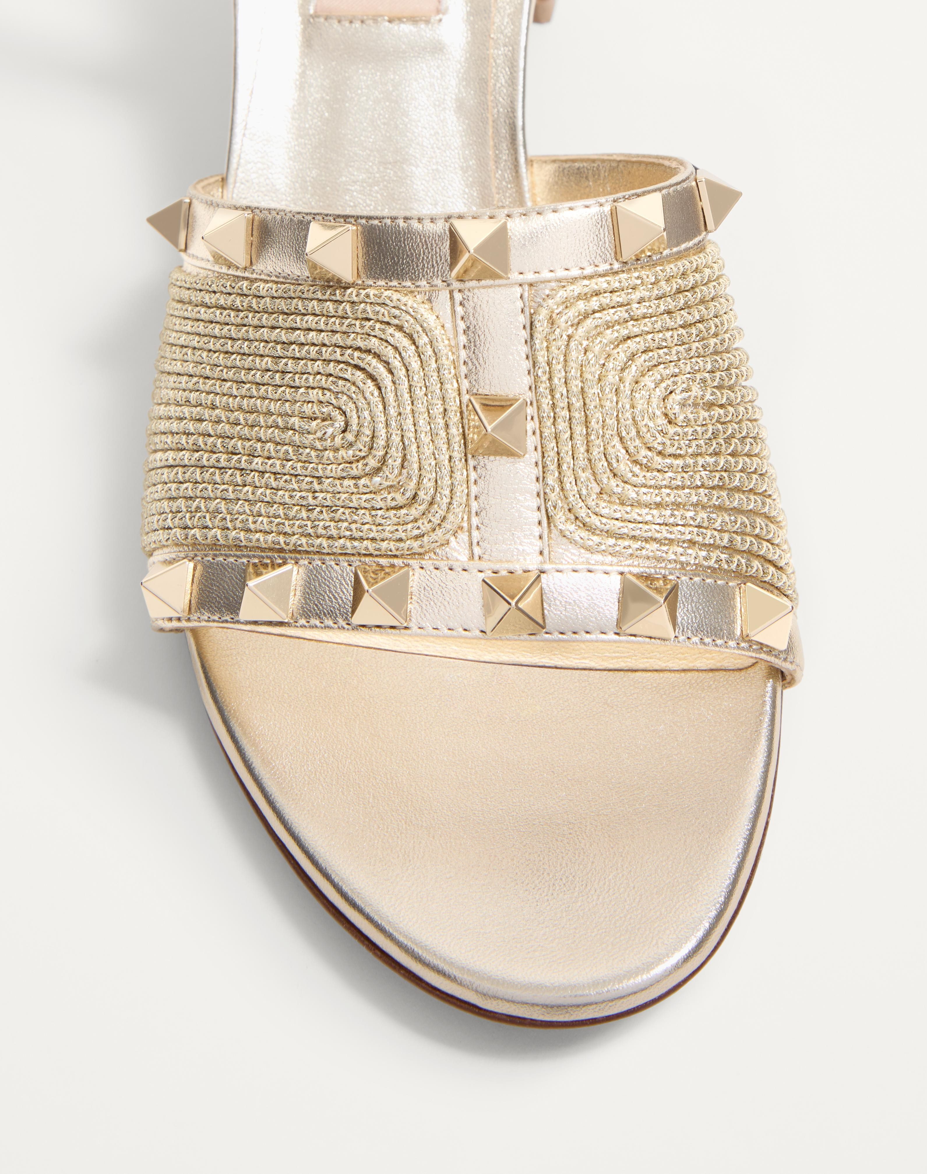 ROCKSTUD SANDAL IN LAMINATED NAPPA WITH CORNELY EMBROIDERY 60MM - 6