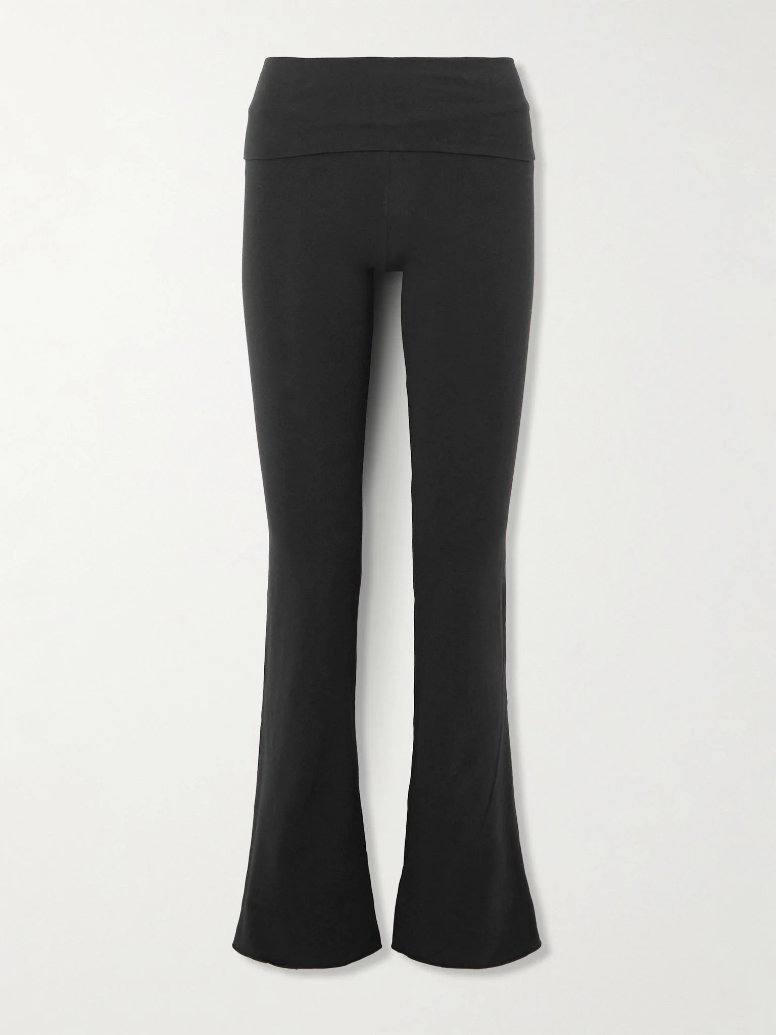 Stretch-Cotton Jersey Foldover Pants - Soot Black - 1