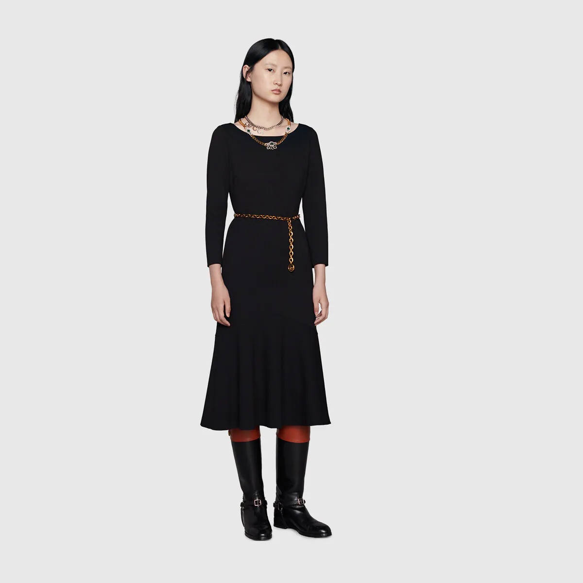 Sable dress with chain belt - 2