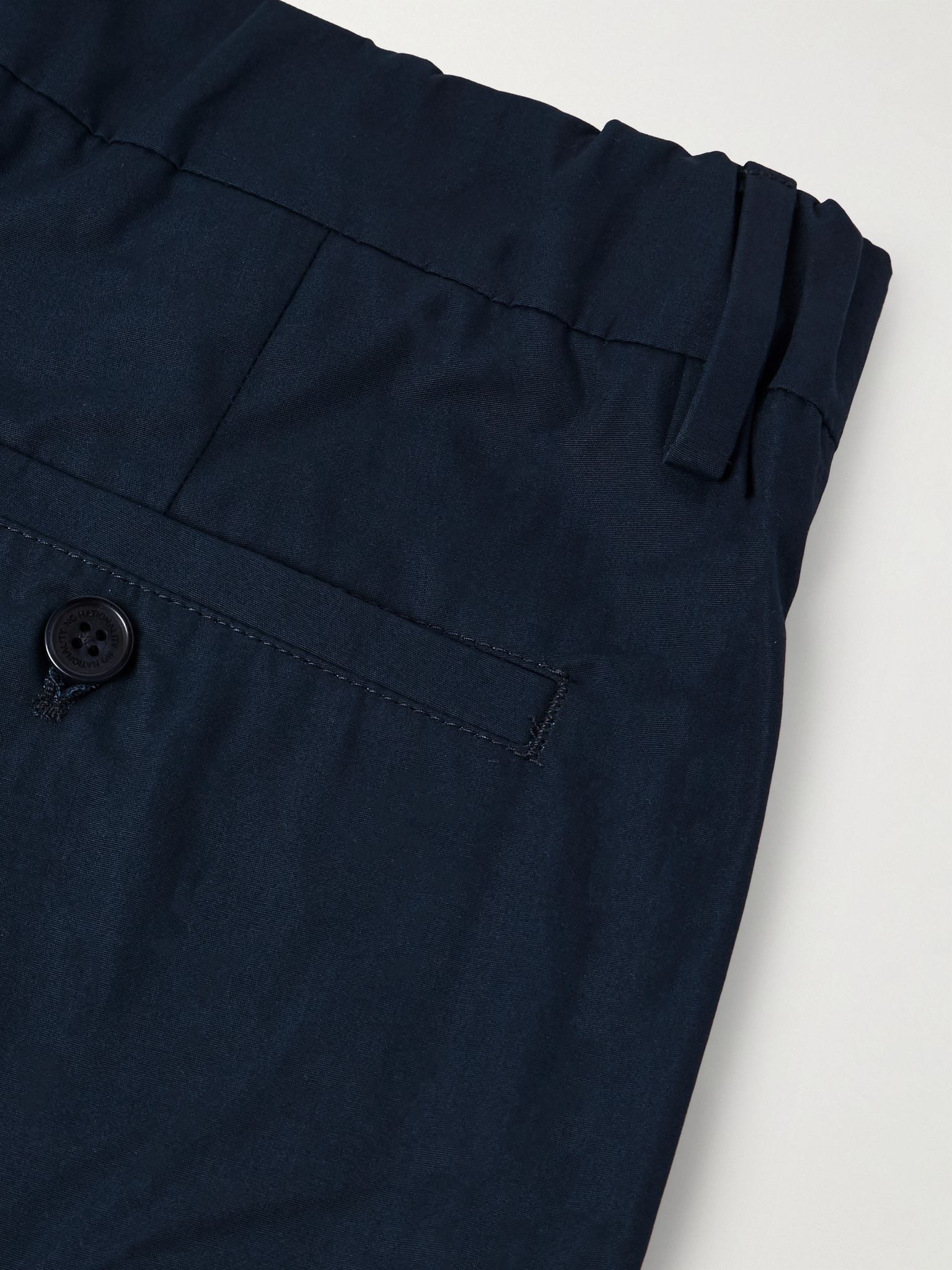 Kay 1080 Straight-Leg Pleated Organic Cotton-Poplin Trousers Navy - 5