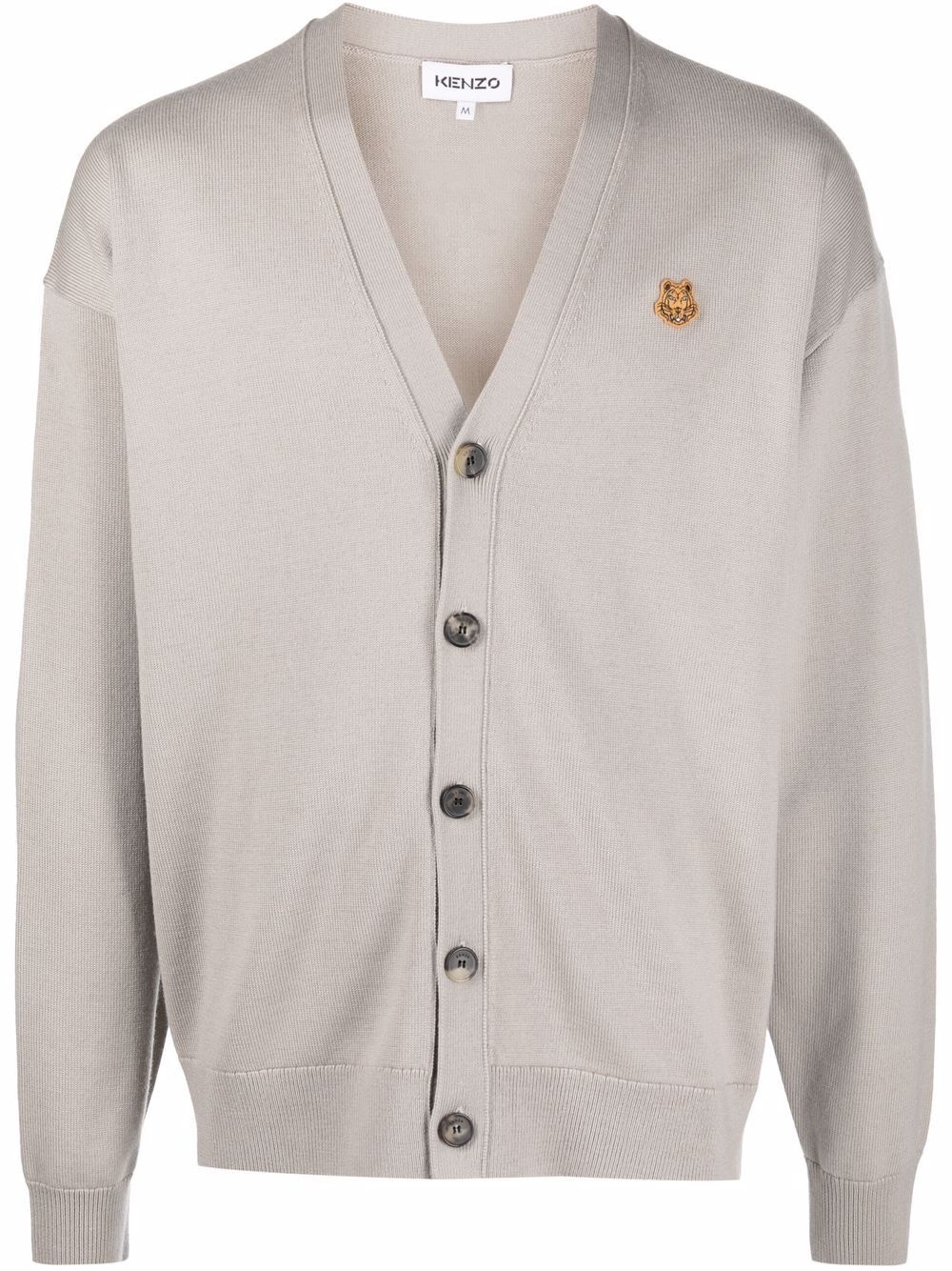 logo-patch button-up cardigan - 1