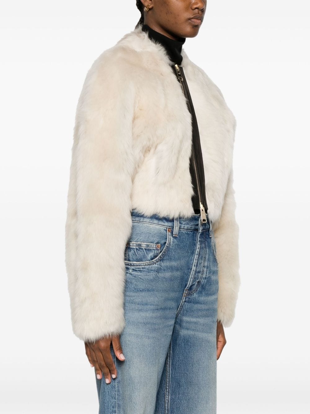 Gracell faux-fur cropped jacket - 3
