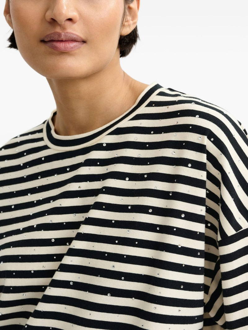 striped strass T-shirt 6