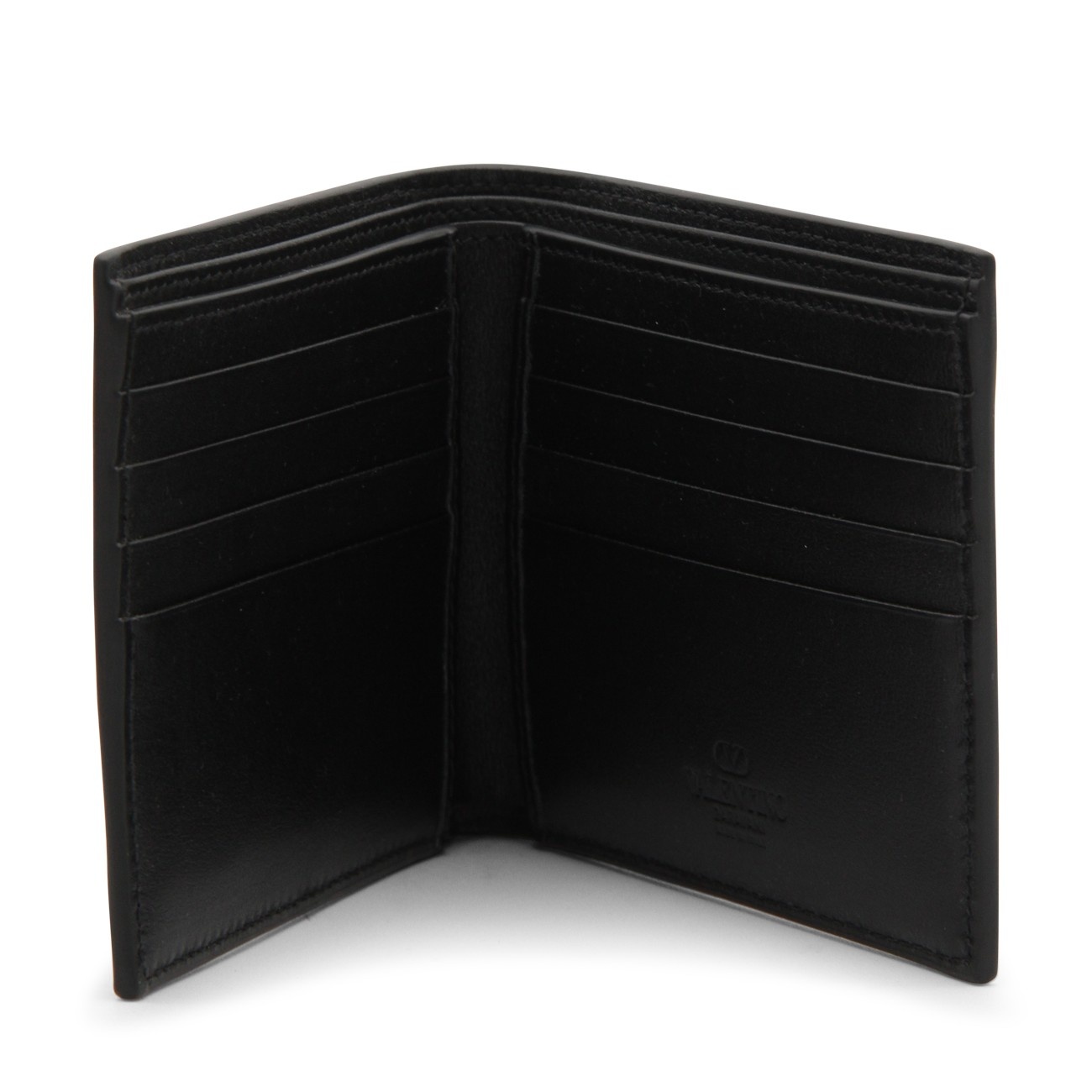 black leather vlogo signature wallet - 3