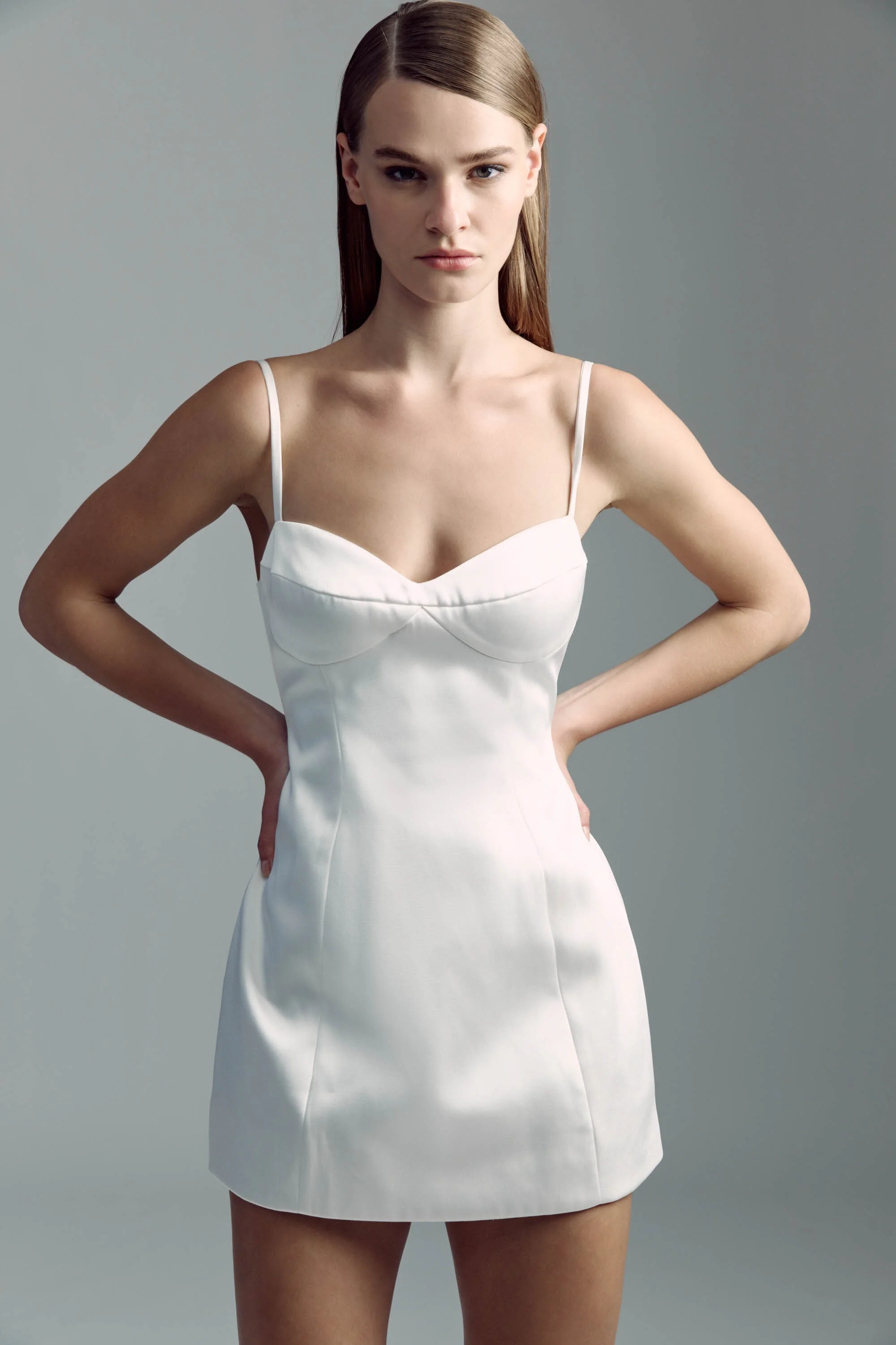 Marcello Hourglass Mini Dress In Orchid White - 1