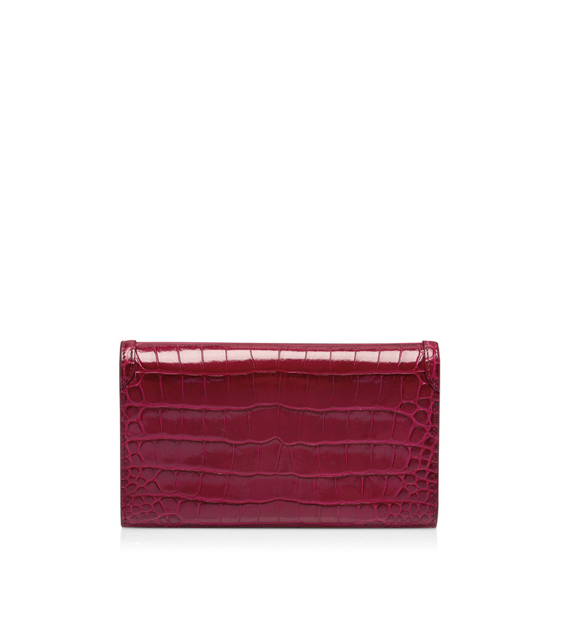 SHINY STAMPED CROCODILE LEATHER WALLIS WALLET ON STRAP 3