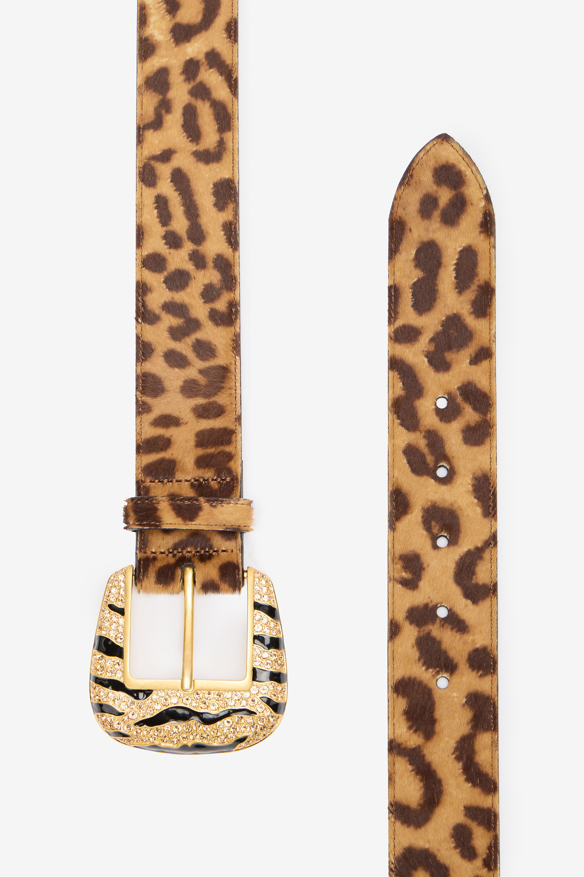 Solid-Color Belt With Bejeweled Buckle - 2