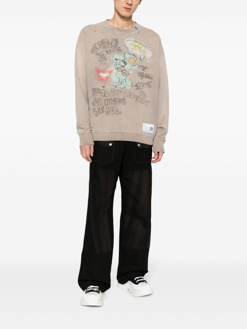 Maison MIHARAYASUHIRO logo-patch distressed sweatshirt outlook