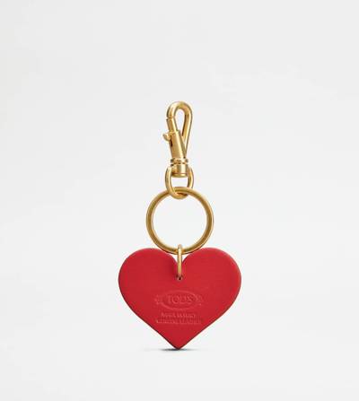 Tod's T TIMELESS HEART KEY HOLDER IN LEATHER - RED outlook