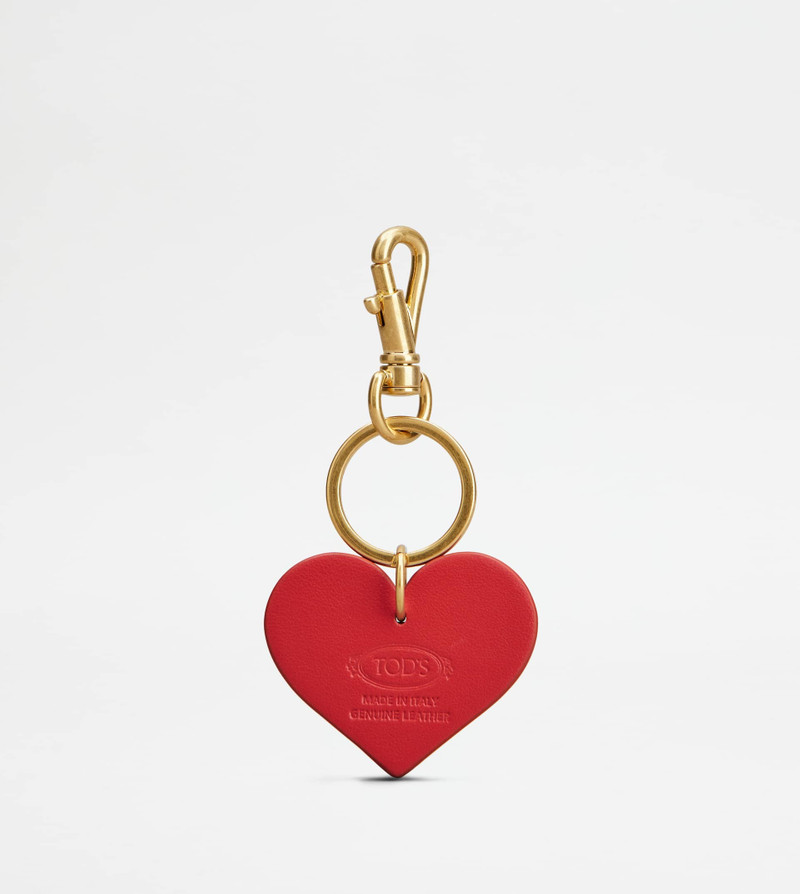 Tod's T TIMELESS HEART KEY HOLDER IN LEATHER - RED outlook