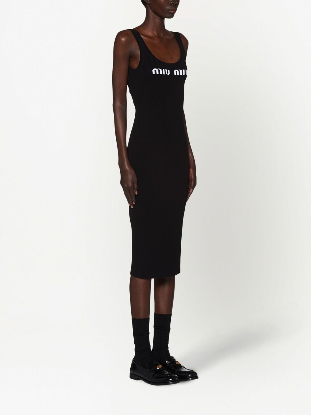 logo-print open-back dress - 4