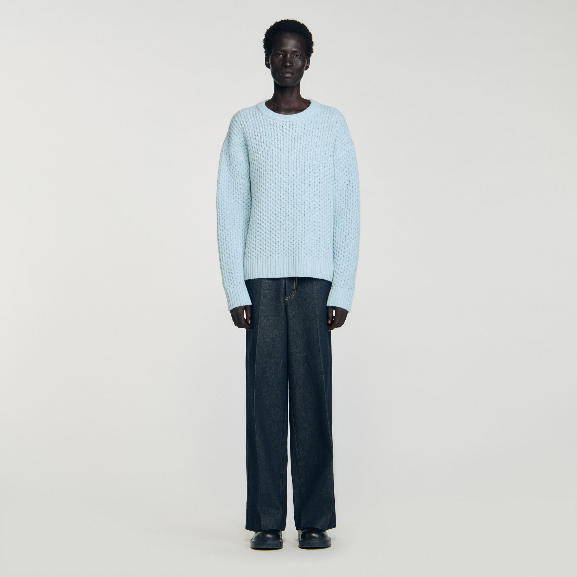 HONEYCOMB STITCH WOOL SWEATER - 2
