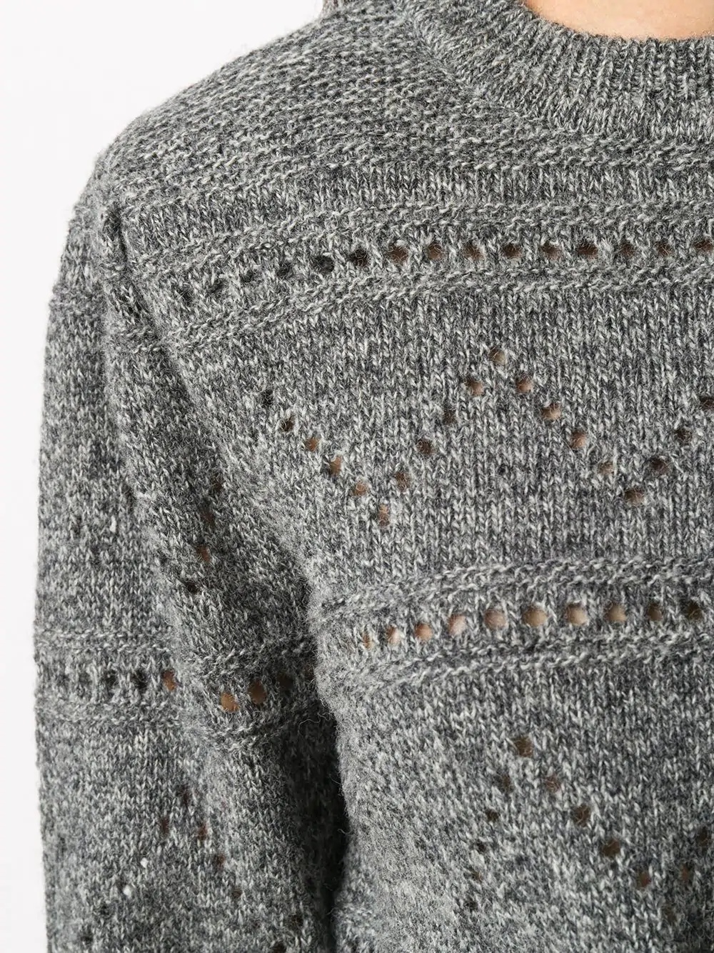 open knit crew neck jumper - 5