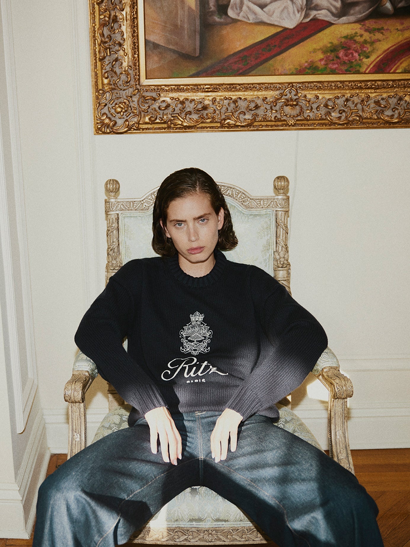 Ritz Unisex Cashmere Sweater in Navy - 2