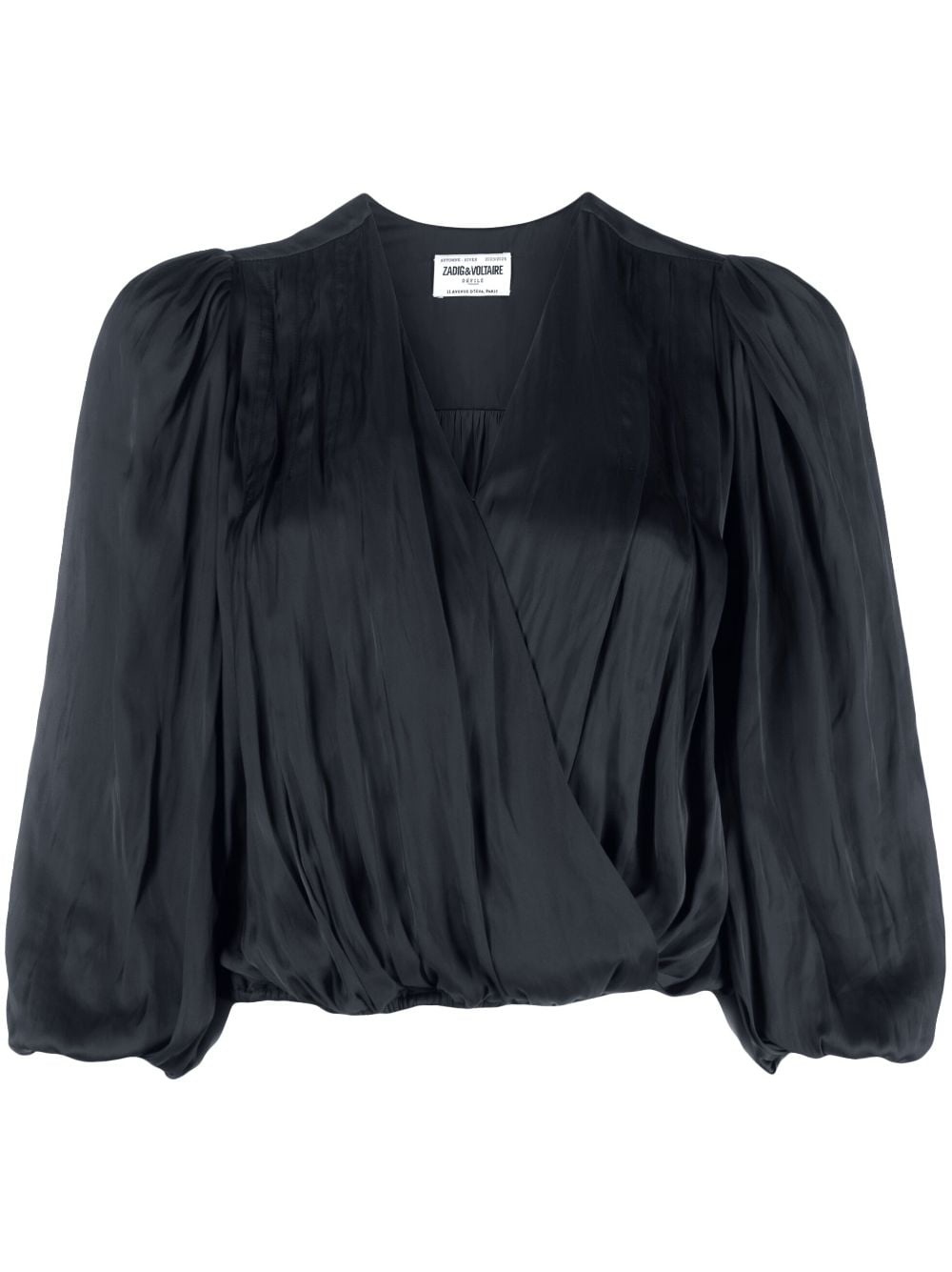 V-neck draped satin blouse - 1