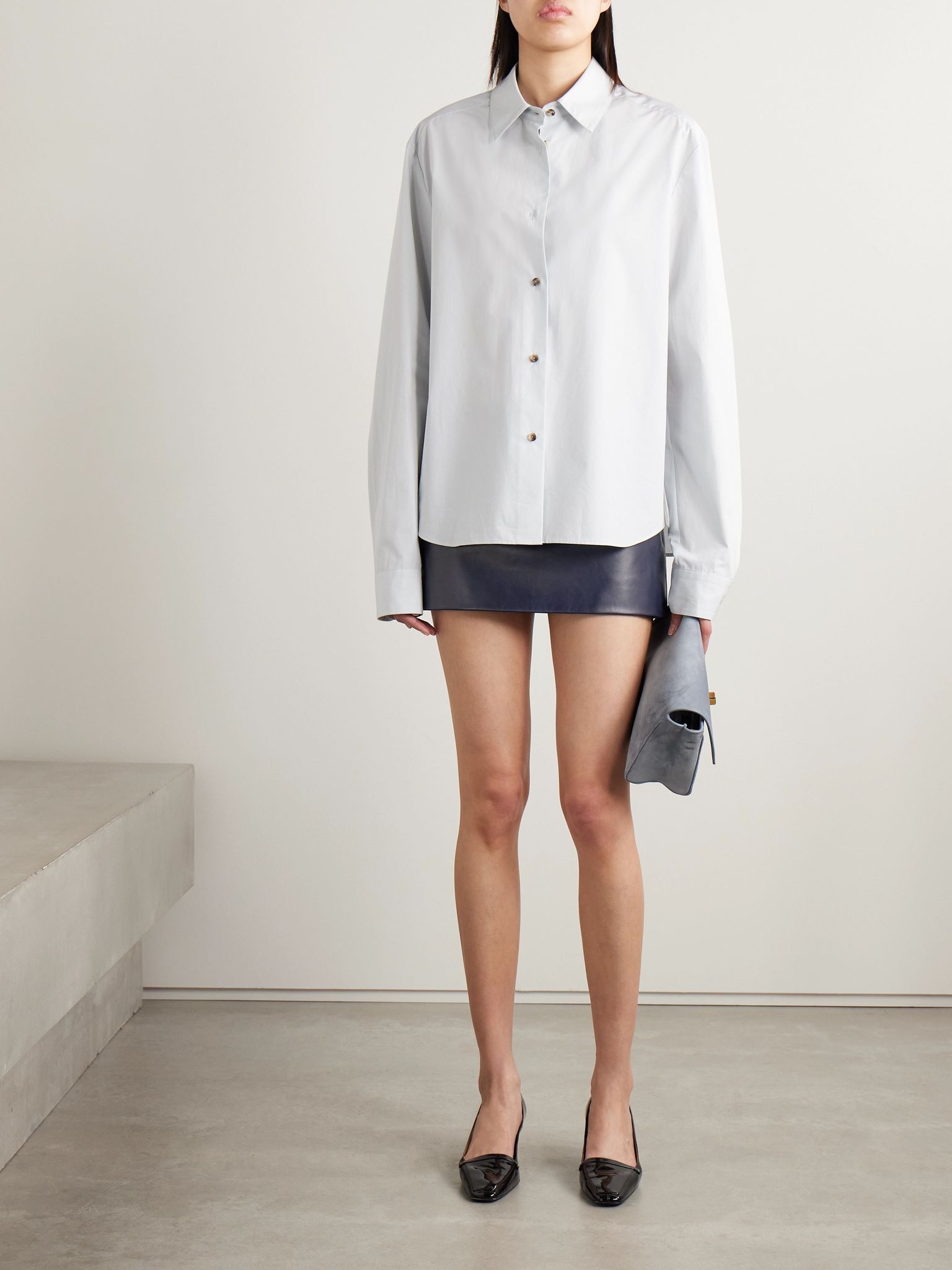 Jett leather mini skirt Navy - 2