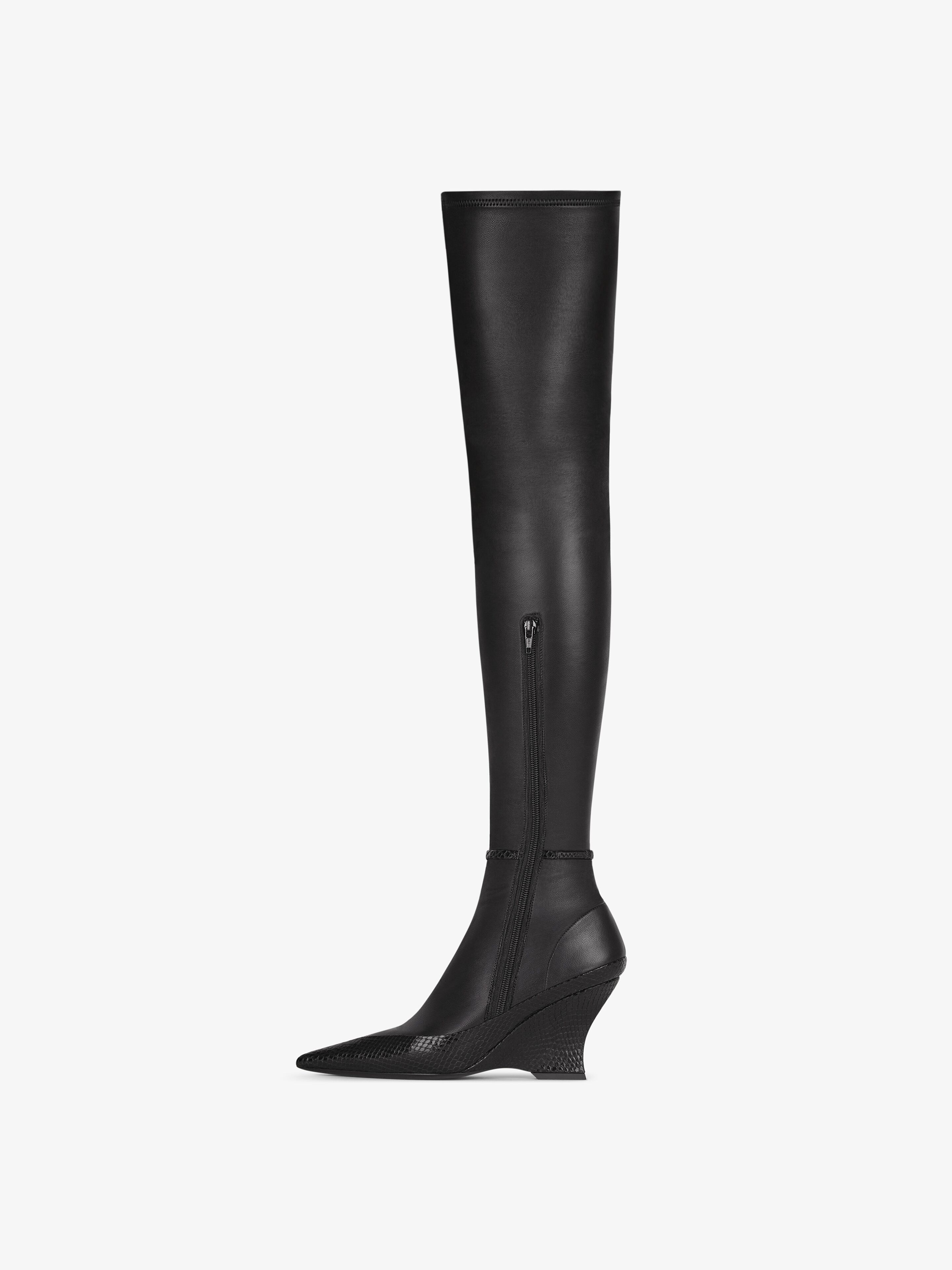RAVEN OVER-THE-KNEE BOOTS IN LEATHER AND AYERS - 4