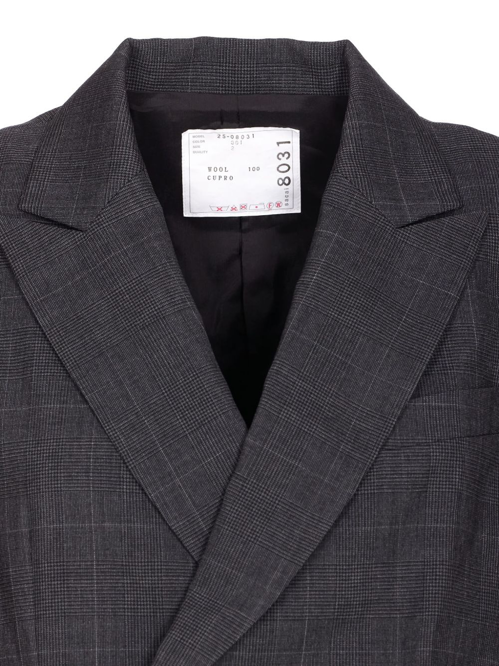 glen-check pleated blazer - 3