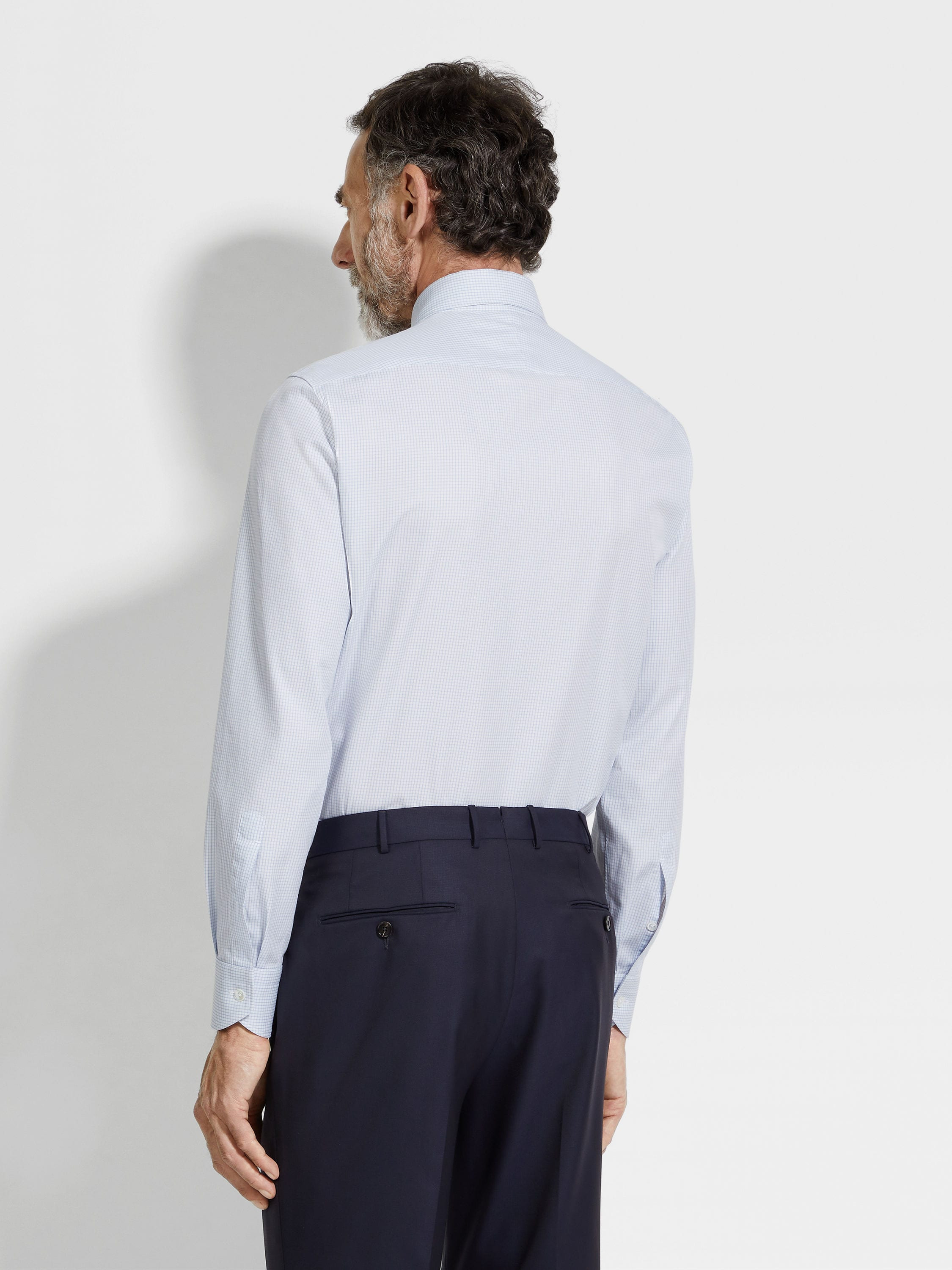 LIGHT BLUE AND WHITE CHECKED CENTOVENTIMILA COTTON SHIRT - 4