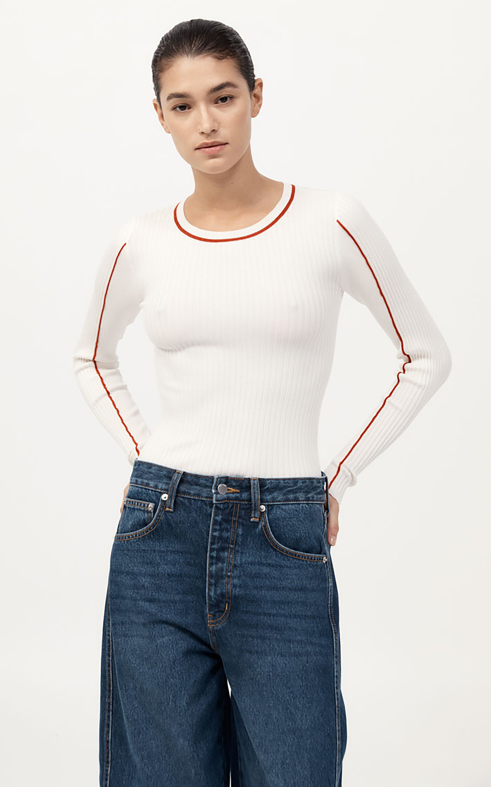 Fine Line Long-Sleeve Top off-white - 3