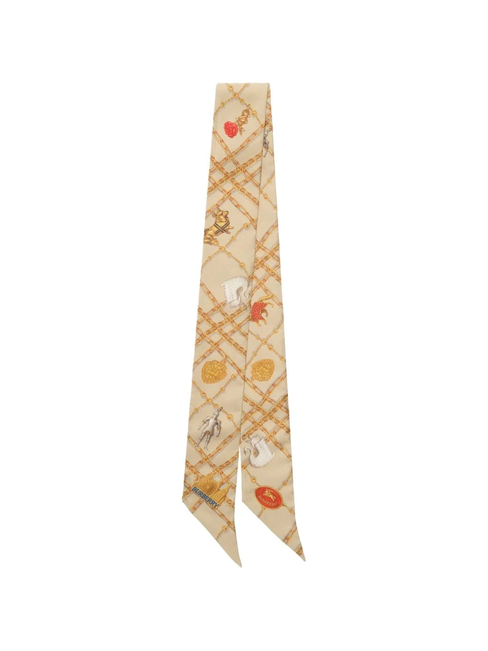 skinny Check charm silk scarf - 1